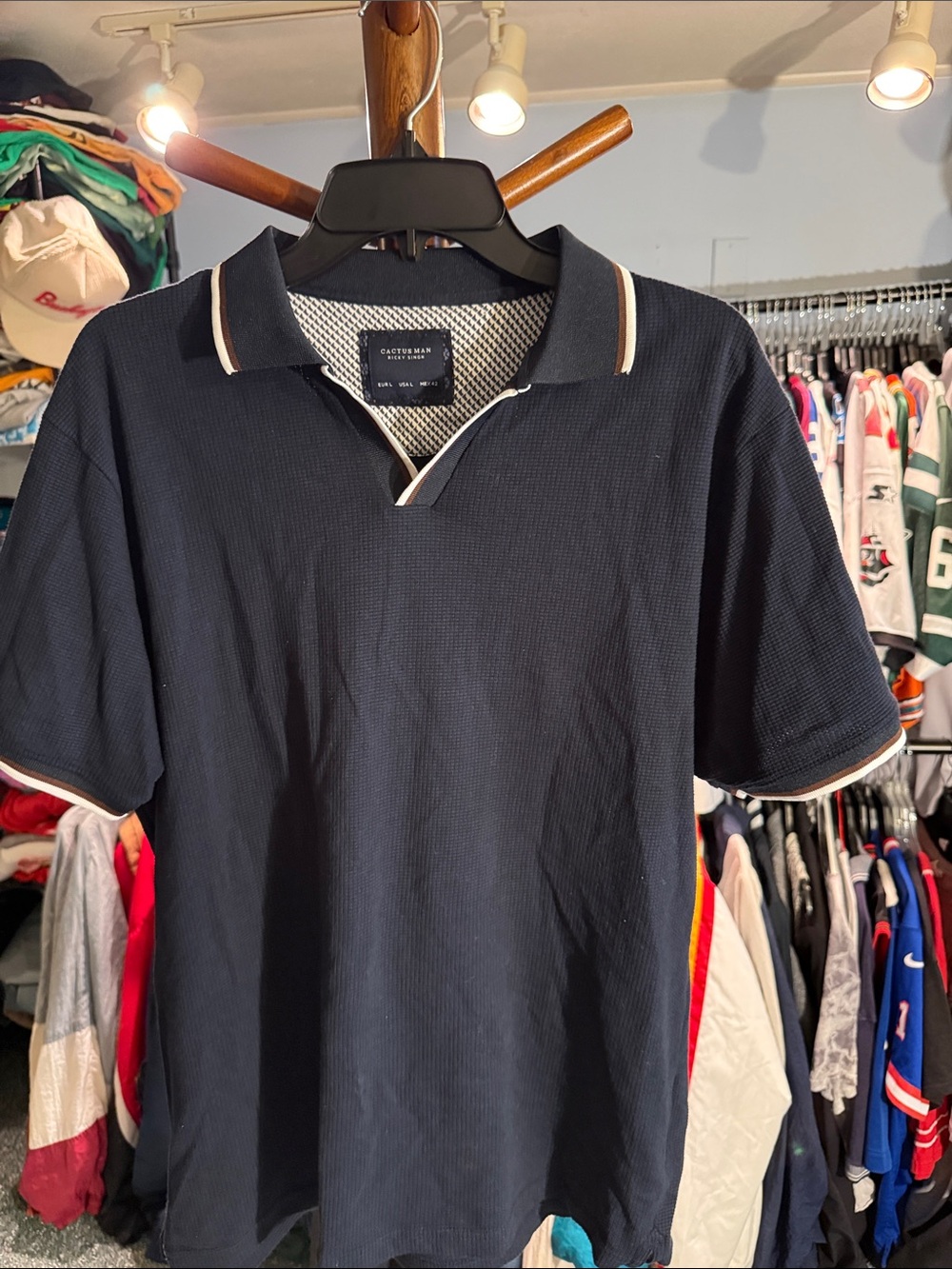 Cactus Man Navy Polo with White Contrast Trim